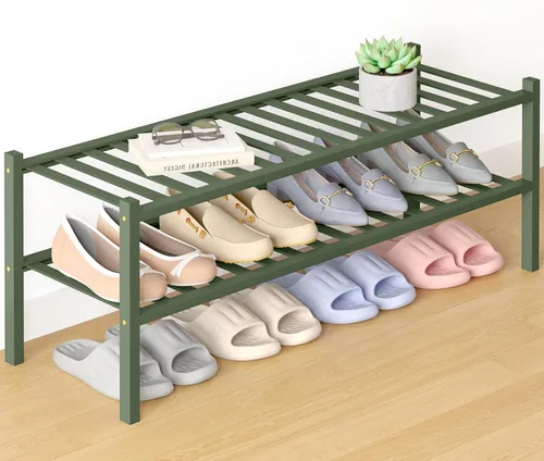 Vista 69 de Smiry Zapatero de bambú para armario, organizador de zapatos de madera de 3 niveles, estante apilable de almacenamiento de zapatos de madera