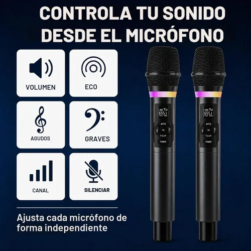 Vista 4 de Sistema de micrófono inalámbrico Myxtren, micrófonos de mano duales de 2.4