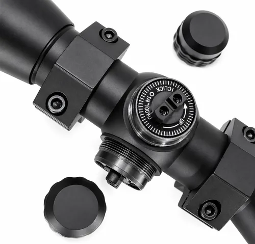 Vista 8 de TRINITY Alcance compacto 4x32 compatible con Crosman RepeatAir 1077 - Alcance de rifle de aire de retícula Mil-Dot con anillos, negro mate