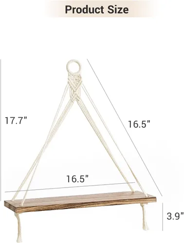 Vista 8 de Mkono Estantes colgantes de macramé, soporte para llaves, decoración de pared bohemia