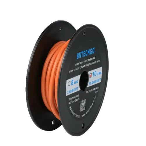 Vista 30 de BNTECHGO Carrete de alambre de silicona calibre 10 de 25 pies, alambre de cobre estañado trenzado de 10 AWG, color azul flexible