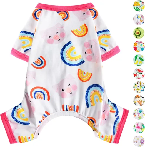 Vista 14 de Pijamas para perros de primavera y verano, ropa para perros pequeños y niñas – Niños – Perros de tamaño mediano, ropa suave y elástica para Verde