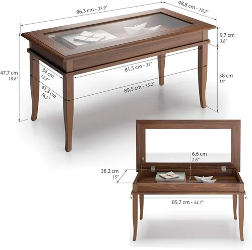 Vista 3 de Mobili Fiver, Classico Mesa de centro, nogal, fabricada en Italia