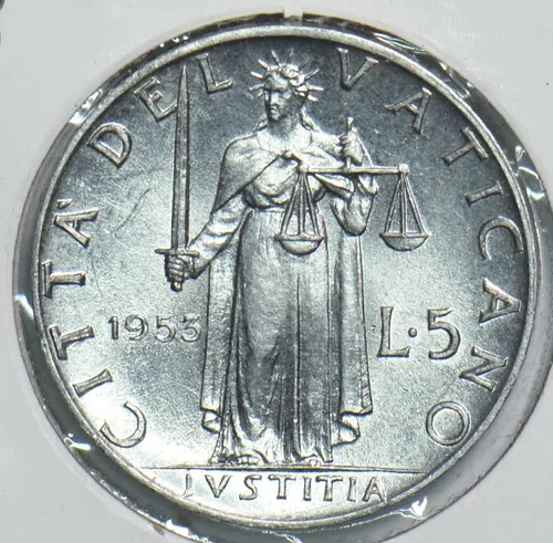 Vista 3 de Collectible Coin Vatican 1953 5 Lire BU 198610