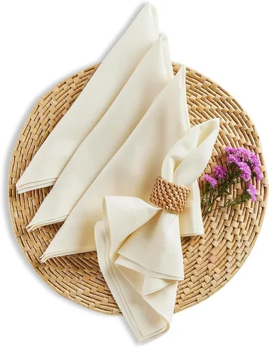 Vista 129 de Solino Home Juego de 4 manteles individuales blancos de 100 % lino puro de 14 x 14 pulgadas para invierno, San Valentín, primavera, Pascua, Fete