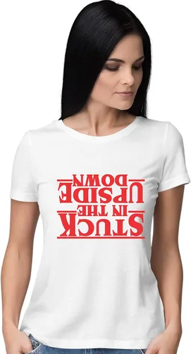 Vista 43 de Go All Out Camiseta para mujer Stuck in The Upside Down