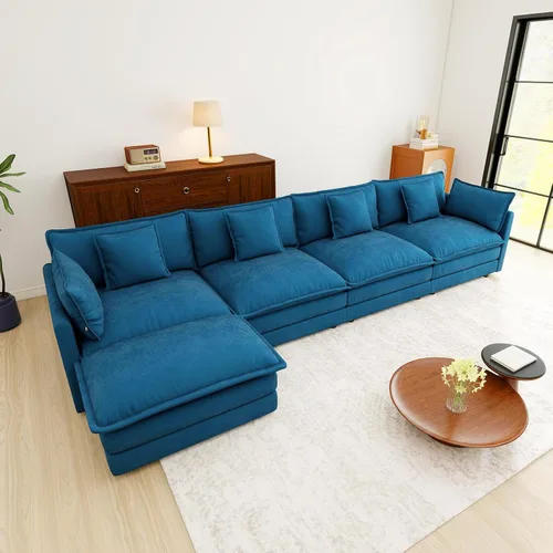 Vista 104 de Sofá Loveseat Grande en Beige y Blanco de 194.8 cm, Sofás Seccionales de 2 Plazas Grandes para Sala de Estar, Sofá Seccional Modular de Tela