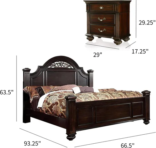Vista 2 de 24/7 Shop at Home Syracuse - Juego de dormitorio de 6 piezas, tamaño Queen, nogal