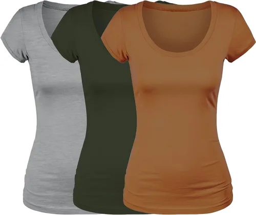 Vista 91 de Emmalise - Camiseta de manga corta para mujer, cuello redondo, estilo básico, pack de valor, tallas junior y grandes