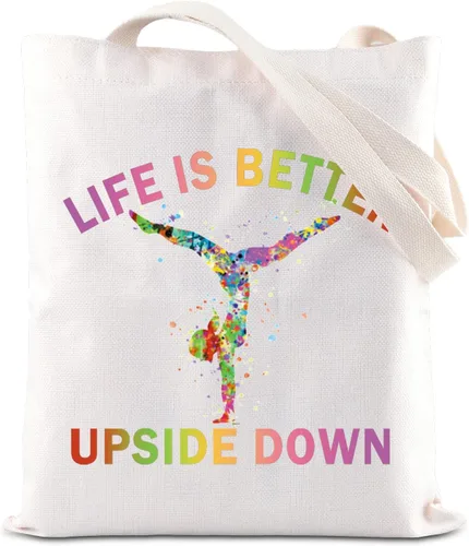 Vista 6 de FOTAP Bolsa de cosméticos para gimnasta, regalo inspirador, regalo para amantes de la gimnasia, bolsa de viaje para niña, Blanco, Life Down