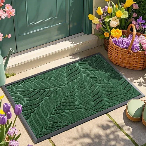 Vista 21 de Yimobra Tapete para puerta delantera para interiores y exteriores, 29.5 x 17 pulgadas, impermeable, para todas las estaciones, para entrada