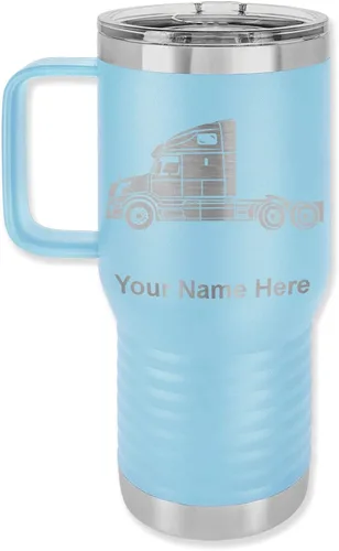 Vista 44 de LaserGram Taza de café aislada al vacío de 15 onzas, cabina de camión, grabado personalizado incluido (negro)