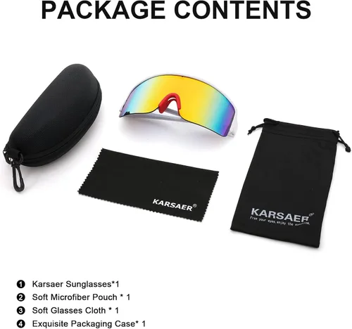 Vista 7 de Karsaer Vision - Gafas de sol deportivas envolventes de los años 80, softbol, béisbol, correr, ciclismo, exteriores, sombras