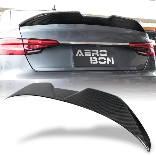 Vista 7 de Alerón de maletero de fibra de carbono real para Audi A4 S4 B9 Sedan 2017-2024 Estilo H (patada alta), se adapta a todos los sedanes B9 A4 y S4
