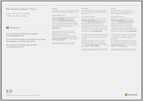 Vista 7 de Microsoft Surface Pro 6 (Intel Core i5, 8 GB de RAM, 128 GB SSD) Platinum (Renovado)