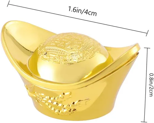 Vista 6 de NUOBESTY Lingote de oro de Feng Shui, lingote de oro Yuan Bao, Lingote de la suerte, Lingote chino de la prosperidad, regalo para atraer riqueza