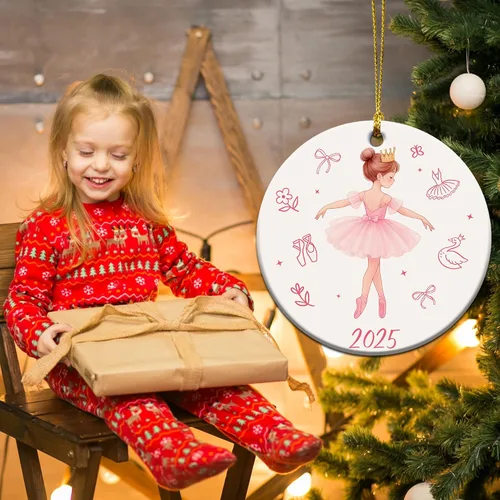 Vista 5 de Adorno de bailarina 2025 – Regalos de ballet para niñas pequeñas, niños, adolescentes y bailarines – Adornos de ballet para árbol de Navidad
