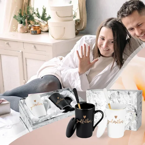 Vista 2 de YHRJWN Regalo de Propuesta para Padrinos, Taza de Café para Madrina y Padrino, Regalos de los Ahijados para los Padrinos, Regalos para Padrinos
