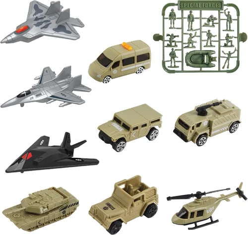 Vista 4 de deAO Portaaviones de juguete con soldados del ejército a escala, aviones de guerra, buques de guerra, vehículos militares, acorazados, aviones