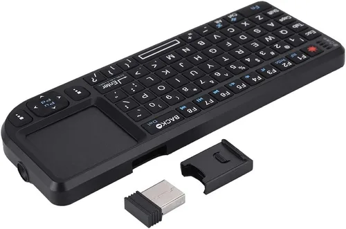 Vista 7 de Teclado táctil inalámbrico de 2.4 GHz, súper delgado y ligero, recargable, ultra delgado, USB retroiluminado, Plug and Play, compatible con HTPC