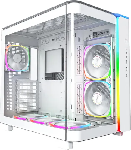 Vista 19 de Chasis para PC Montech King 15 Micro-ATX, vidrio panorámico curvo, enfriamiento de flujo de aire tipo chimenea, diseño de cámara dual, soporte