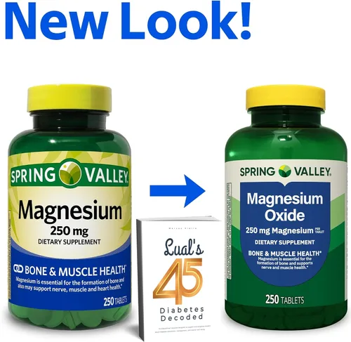 Vista 2 de Spring Valley Magnesio 250 mg 250 unidades, salud ósea y muscular, el mejor suplemento de magnesio para mujeres, paquete de suplemento dietético