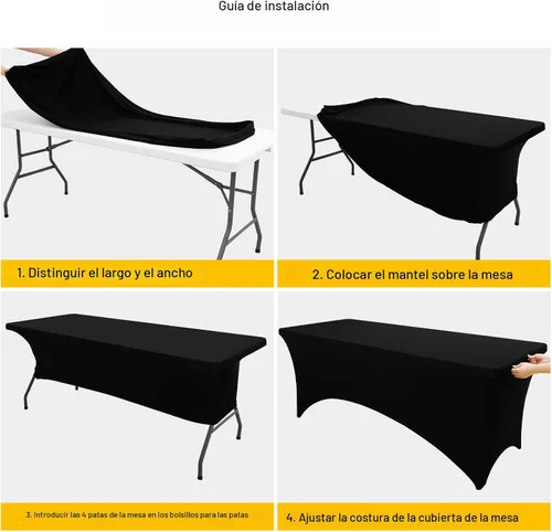 Vista 5 de Smiry Paquete de 2 manteles de elastano de 6 pies, fundas de mesa elásticas ajustables extensibles, lavables y sin arrugas, rectangulares para mesa