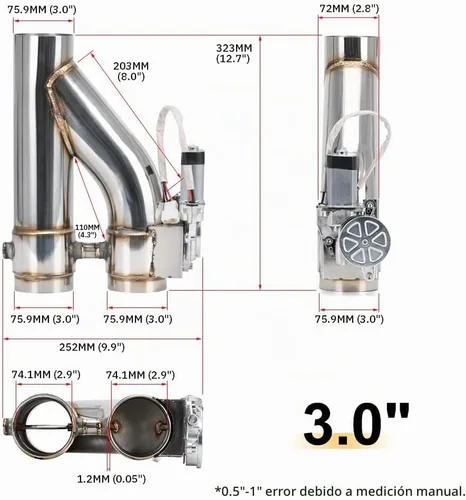 Vista 3 de Kit universal de tubo de escape de acero inoxidable de 3 pulgadas