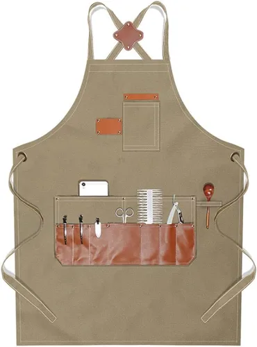 Vista 14 de boshiho Delantal de pintura para adultos, hebilla ajustable, delantal de peluquero con bolsillos para mujeres/hombres/unisex, delantal de trabajo