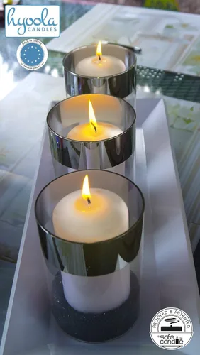 Vista 5 de HYOOLA Velas de pilar blancas 2x3 pulgadas - Paquete de 12 velas de pilar sin perfume a granel - Fabricadas en Europa