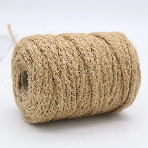 Vista 2 de Tenn Well Cordel de yute de 0.197 in, cuerda natural trenzada de 100 pies, cordel grueso para manualidades, envoltura de regalos, jardinería