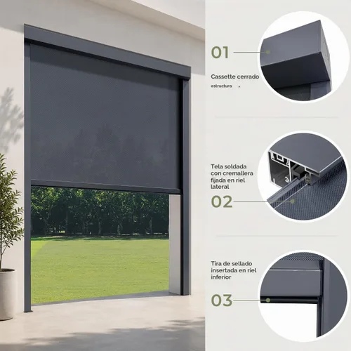 Vista 3 de ZSHINE Persianas enrollables motorizadas para patio al aire libre