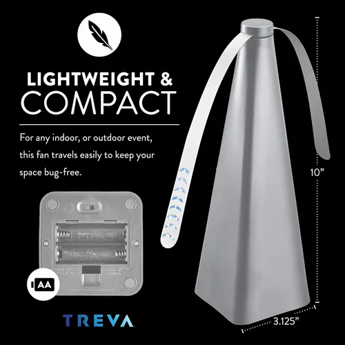 Vista 5 de Treva Ventilador de insectos, disuasorio de moscas con cuchillas holográficas para limpiar insectos, mosquitos y moscas, ventilador de mosca Plateado