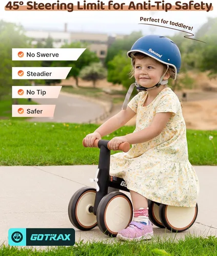Vista 4 de Gotrax Baby Balance Bike, 7" Silent Wheels, First Gift for Toddlers 1-2 Sturdy Steel Frame, Quick 2-Min Assembly, CPC Certified, Soft Edges, Comfy