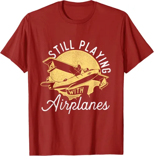 Vista 63 de Still Playing With Airplanes - Camiseta de control remoto RC Avión Piloto, Negro