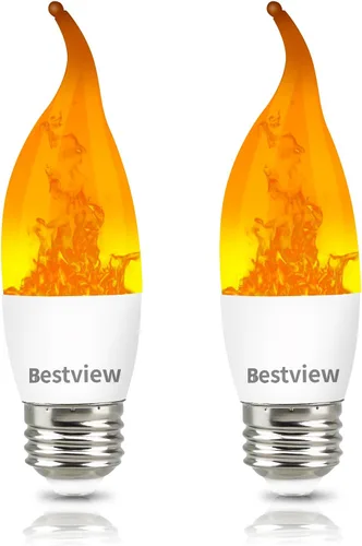Vista 14 de Bestview - Bombillas LED con efecto de llama, 3 modos de luz parpadeante, bombilla de vela inteligente con base de candelabro E12 para Halloween