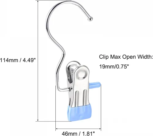 Vista 12 de uxcell Clips de lavandería con gancho, perchas de metal para botas cromadas, color negro, 4.488 in, 6