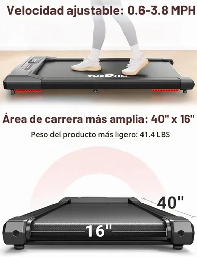 Vista 5 de THERUN Walking Pad, Portable Mini Treadmill for Home/Office, 2.5HP Walking Pad Treadmill with with 300 lbs Weight Capacity Remote Control LED Display