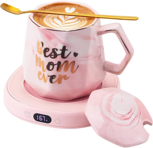 Vista 12 de You're Awesome Juego de Calentador de Tazas de Café, Calentador de Tazas de Café Eléctrico Inteligente para Escritorio de Oficina, 4 Ajustes