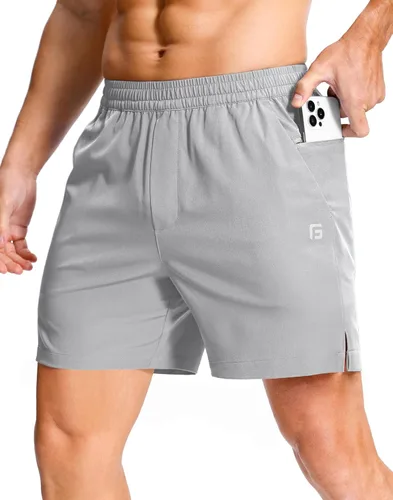 Vista 64 de GGJ Pantalones cortos deportivos ligeros para hombre con 2 bolsillos con cremallera de 7/5/9 pulgadas, pantalones cortos de tenis de secado rápido