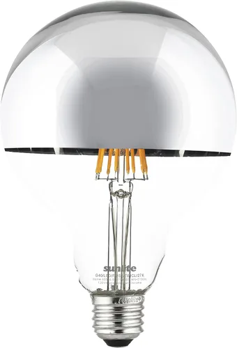 Vista 8 de Sunlite Bombilla LED G25 (G80) Edison de medio globo cromado, 6 vatios (60 W = ), base E26 estándar, 530 lúmenes, regulable, cuenco plateado