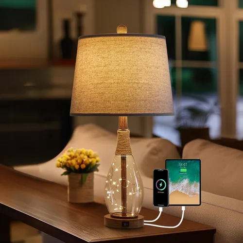 Vista 18 de OYEARS Juego de 2 lámparas de mesa de 23 pulgadas para sala de estar, lámparas de noche para mesitas de noche, lámparas de dormitorio, lámpara