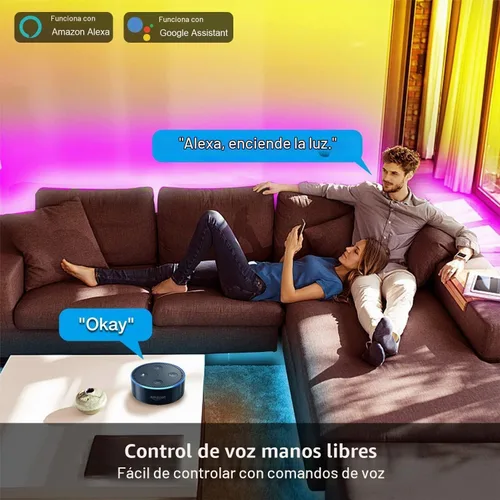 Vista 2 de DAYBETTER Luces LED inteligentes WiFi, tira de luces LED RGB de 25 pies compatibles con Alexa y Google Assistant, control remoto por voz
