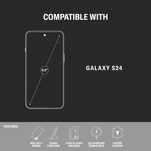 Vista 2 de TORRO Funda compatible con Samsung Galaxy S24 5G – Funda de piel premium tipo cartera con función atril y ranuras para tarjetas
