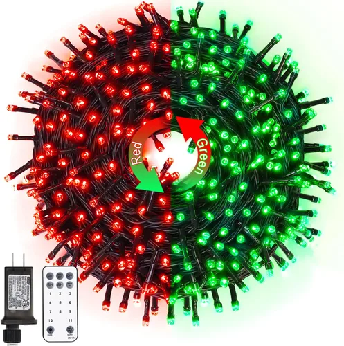 Vista 10 de JMEXSUSS Guirnalda de luces de Navidad de 200 LED azules y blancas, 66 pies, de exterior, expansible, para árbol, fiesta o decoración de hogar