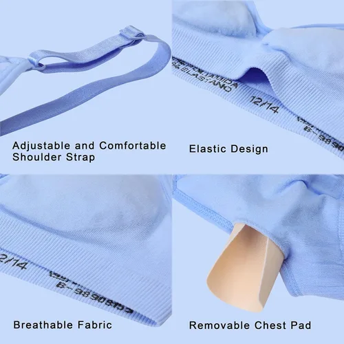 Vista 4 de HIVOF Sujetador camisola cómodo para niñas con correas finas ajustables, paquete de 5