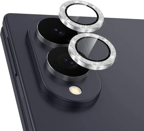 Vista 124 de Casetego Protector de lente de cámara para Galaxy Z Fold 8, [Diseño de purpurina mejorado], [Fuerte adherencia], lente de vidrio templado 9H negro