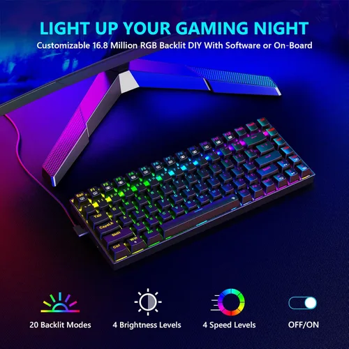 Vista 3 de Redragon Teclado mecánico para juegos teclado mecánico de intercambio en caliente con interruptores rojos editor macro totalmente programable