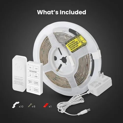 Vista 14 de Feit Electric Tira de luz LED de persecución inteligente de 10 pies, RGB que cambia de color + blanco sintonizable, aplicación Wi-Fi y control