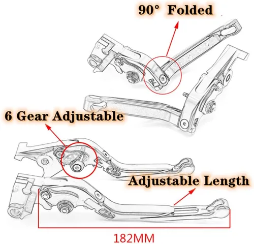 Vista 2 de Palanca de freno plegable retráctil Palanca de embrague para Yamaha Fazer FZ-1 FZ-8 FZ-6 FZ-6R FZS600, aleación de aluminio CNC fabricada (negro)